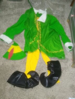 Green Elf Costume Set with Yellow Tights